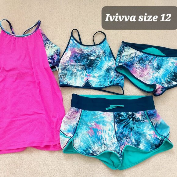 Ivivva Girl by Lululemon 🍋4 piece swimsuit bra shorts shorty set size 12 - Picture 6 of 6